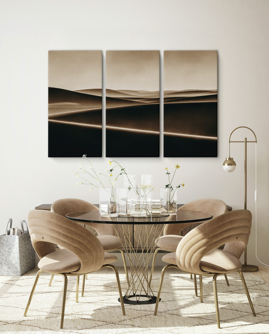 "Bronze Waves of Sand" Triptych, Desert Wall Art - Set of 3
