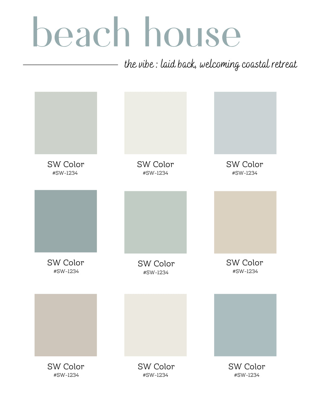 Coastal Paint Palettes - Sherwin Williams