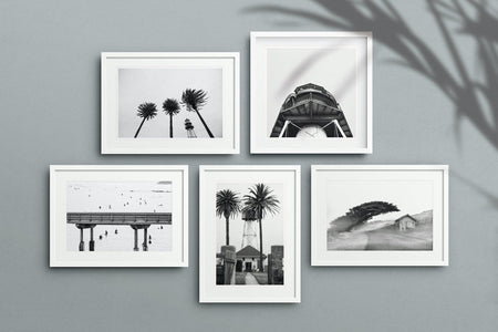 "Monochromatic Coast Gallery Wall" | 5 Piece Art Set